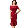 Vfemage Women Off Shoulder Vintage Floral Lace Pinup Formal Cocktail Wedding Party Bodycon Mermaid Pencil Wiggle Midi Dress 980 ► Photo 3/4