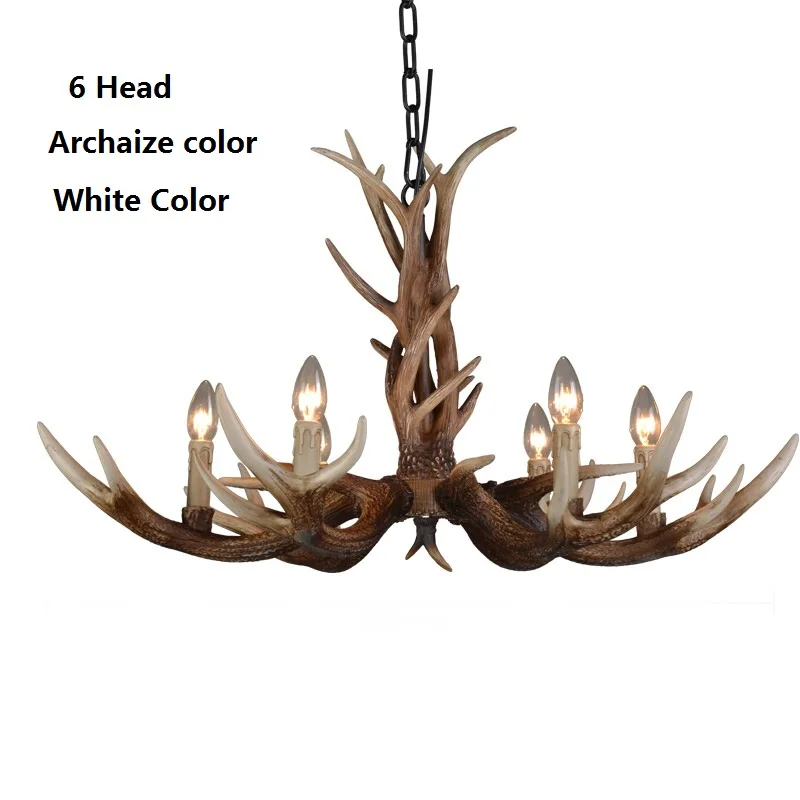 6 головок скандинавские кантри рога люстра Ретро Смола оленя освещение Ресторан
