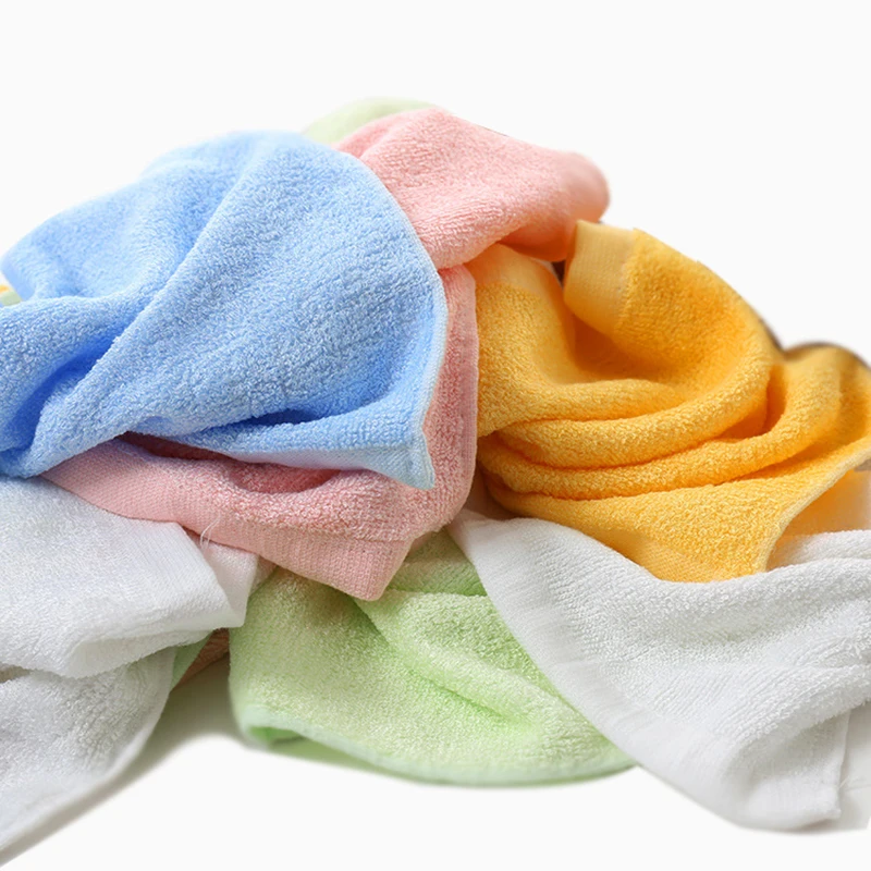 1 Piece Bamboo Fiber Fabric Solid Color Face Towel Absorbent Soft Hand Face Towel 25*25cm Spring Autumn Towel for Children 2