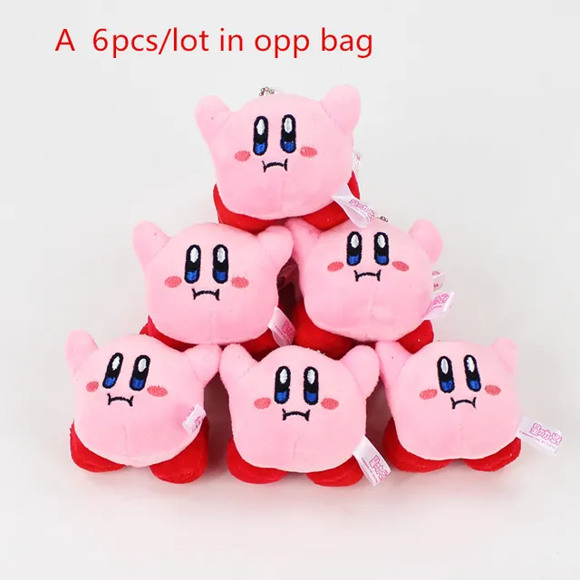6Pcs/Lot Kirby Star Waddle Doo Cotton Keychain Plush Cartoon Doll Toys