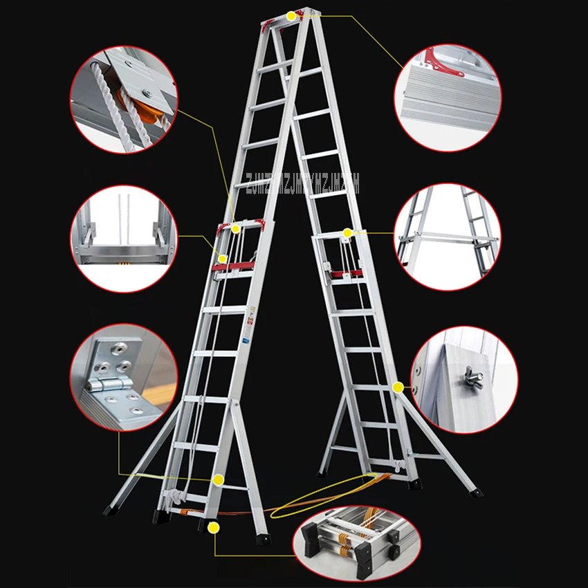 BAB-6m Портативный складной Engineering лестницы 11-ти ступенчатой Противоскользящий Алюминий сплав Лестница бытовой Сильный утолщение телескопическая лестница