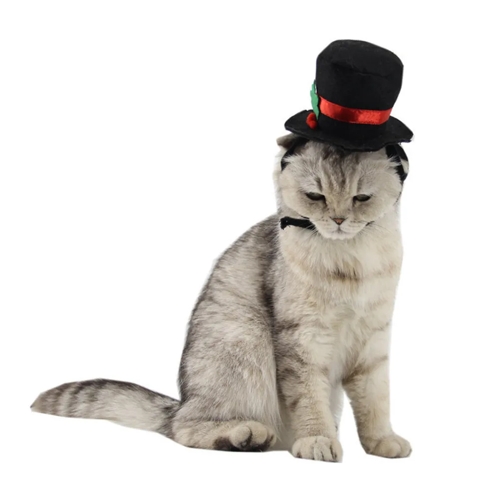 Pet Dog Cat Black Gentleman Top Hat Christmas Decoration Hats Festival