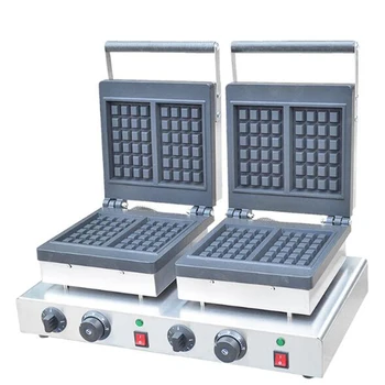 

Commercial 2 Head Square Waffle Maker Machine Square Muffins Maker Electric Classical Waffle Baker Machine with Aluminium Plate