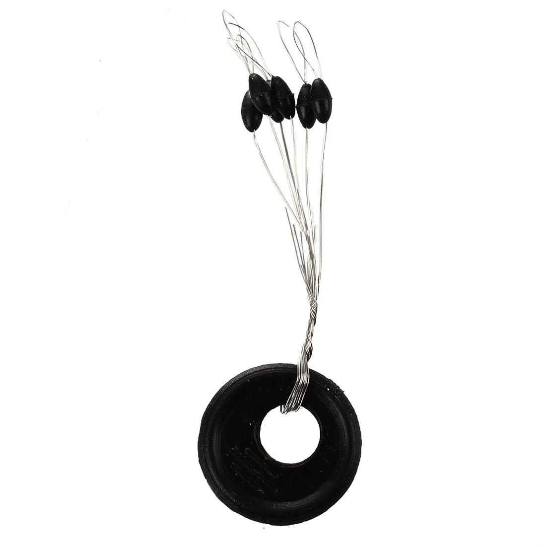 

10 Pcs 6 in 1 Black Rubber Oval Stop Bead Ring Fishing Bobber Stopper