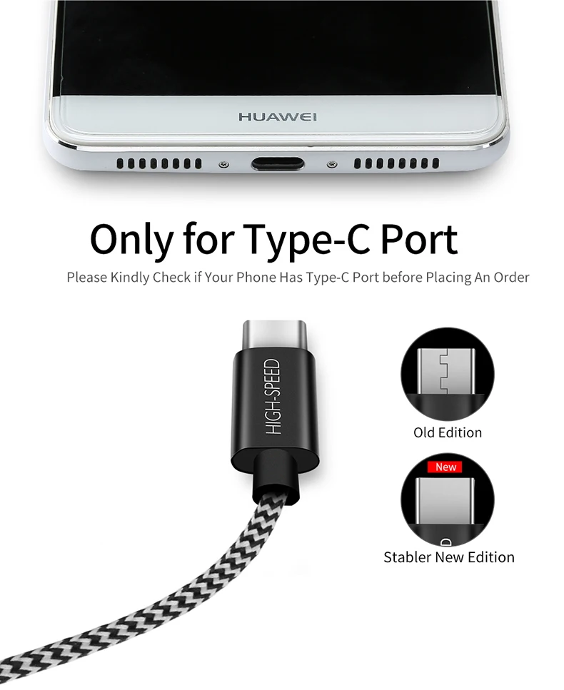 Usb-кабель с нейлоновой оплеткой для быстрой зарядки Ulefone power 3L 3S 3 T2 Pro razer Phone 2 Leagoo S10 S9 type-C usb зарядный шнур