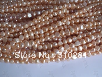 

peach 10strand 16'' freshwater pearl bead nugget shape 6-7mm