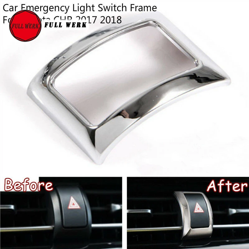 1 piece ABS Chrome Car Emergency Light Switch Button Cover Frame Trim Decoration for Toyota CHR C-HR 2017 2018 Accessories 1 piece ABS Chrome Car Emergency Light Switch Button Cover Frame Trim Decoration for Toyota CHR C-HR 2017 2018 Accessories