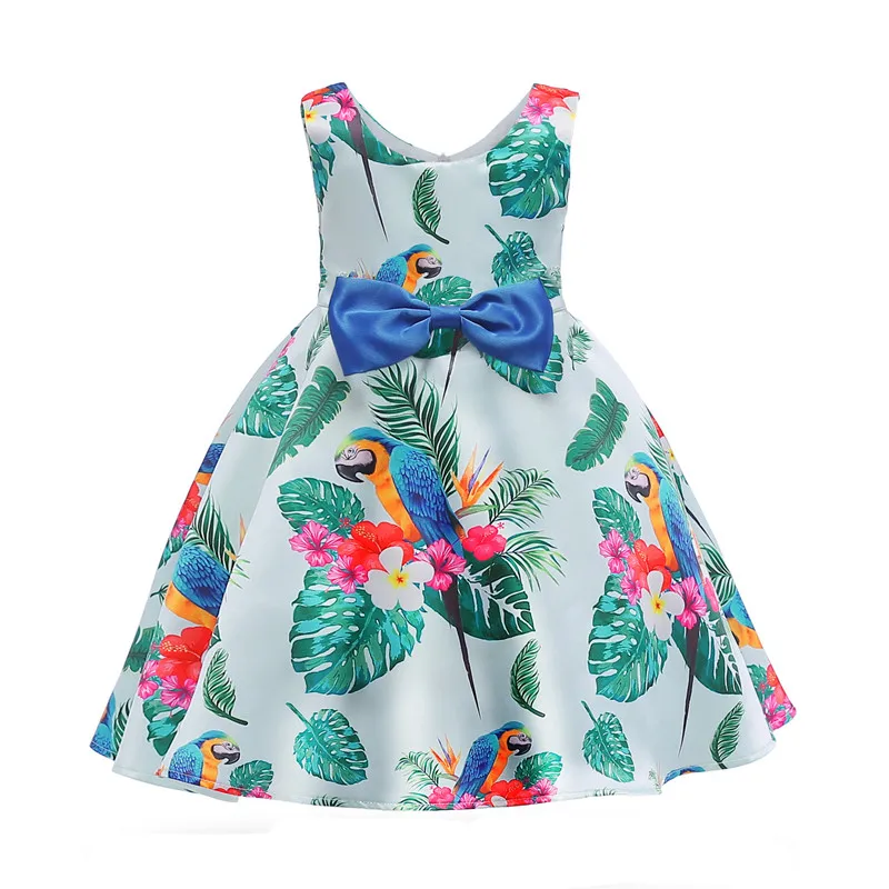 

Girls Bowtie Flower Print Dresses Girl Summer Party Princess Dress 2018 3 4 5 6 7 8 9 10 Years Casual Child Infant Girls Dresses