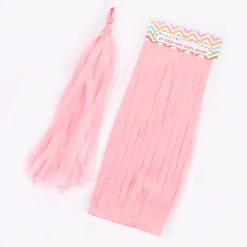 5pcs Tissue Tassels Balloon Tassels Banner Wedding Photo Prop Birthday Decoration Pink Gold Bridal Shower Pink Gold Bridal Show - Color: Pink