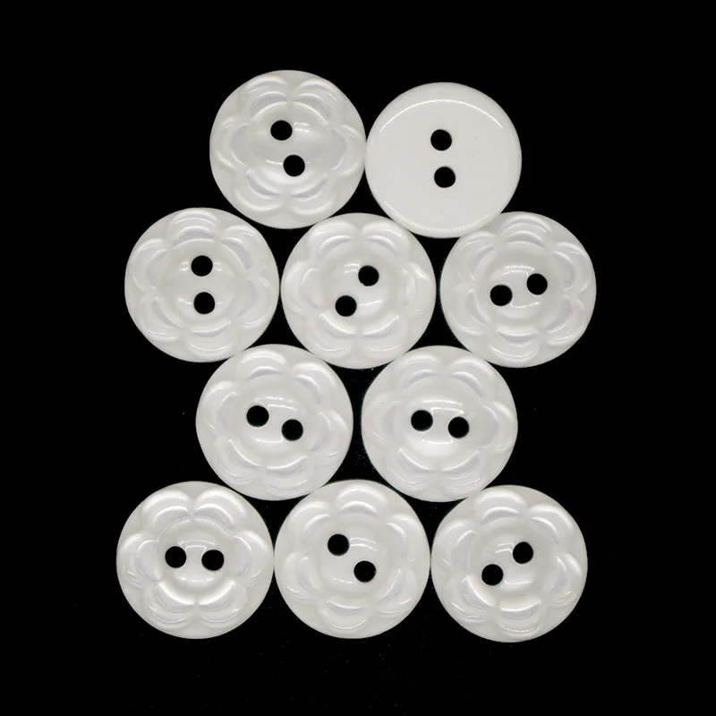 

50PCs Resin Buttons 2 holes Pearl Round Flower Button Scrapbooking Sewing Accessories Craft Bottoni Botoes JS9033 15mm 12.5mm