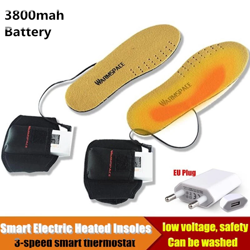 3800MAH Smart Electric Heated Insoles,Winter Warm Outdoor Sport Ride Skiing EVA Insoles Lithium