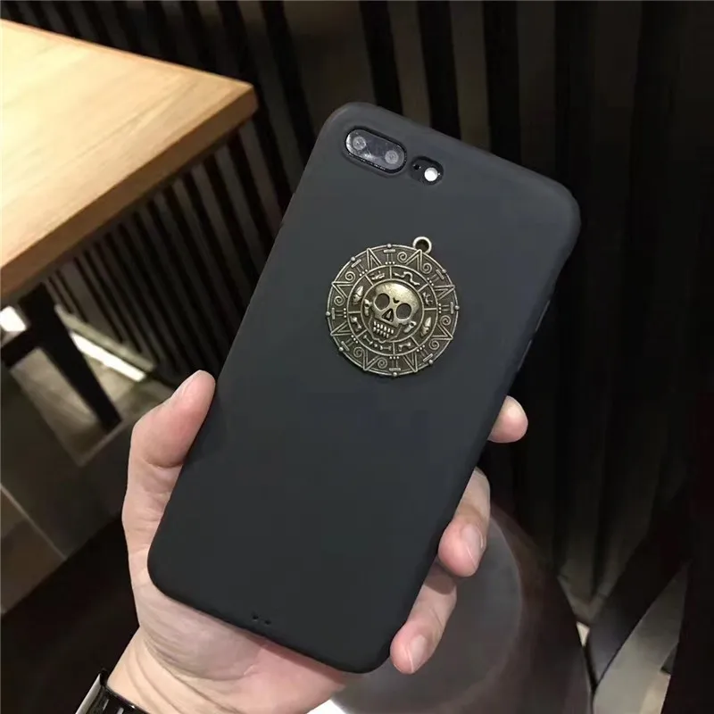 Mobile Phone Cases Cool Metal Skull Pattern Simple Style TPU Soft Black Protective Cover Case for iPhone 7/8 Plus |