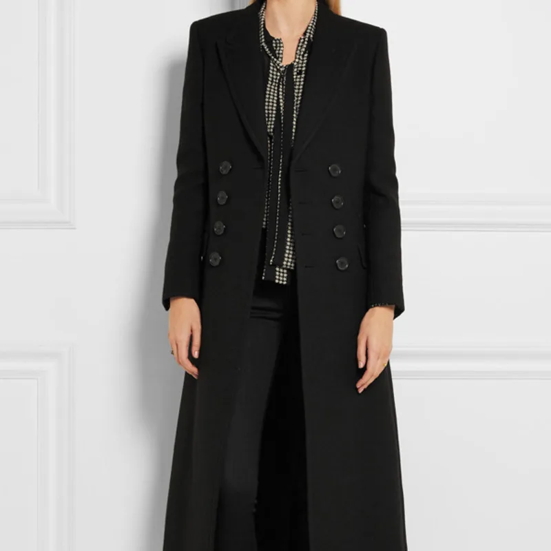 

LANMREM 2019 Autumn And Winter New Casual Fashion Women Loose Plus Solid Color Double-breasted Lapel Long Trench Coat TC816