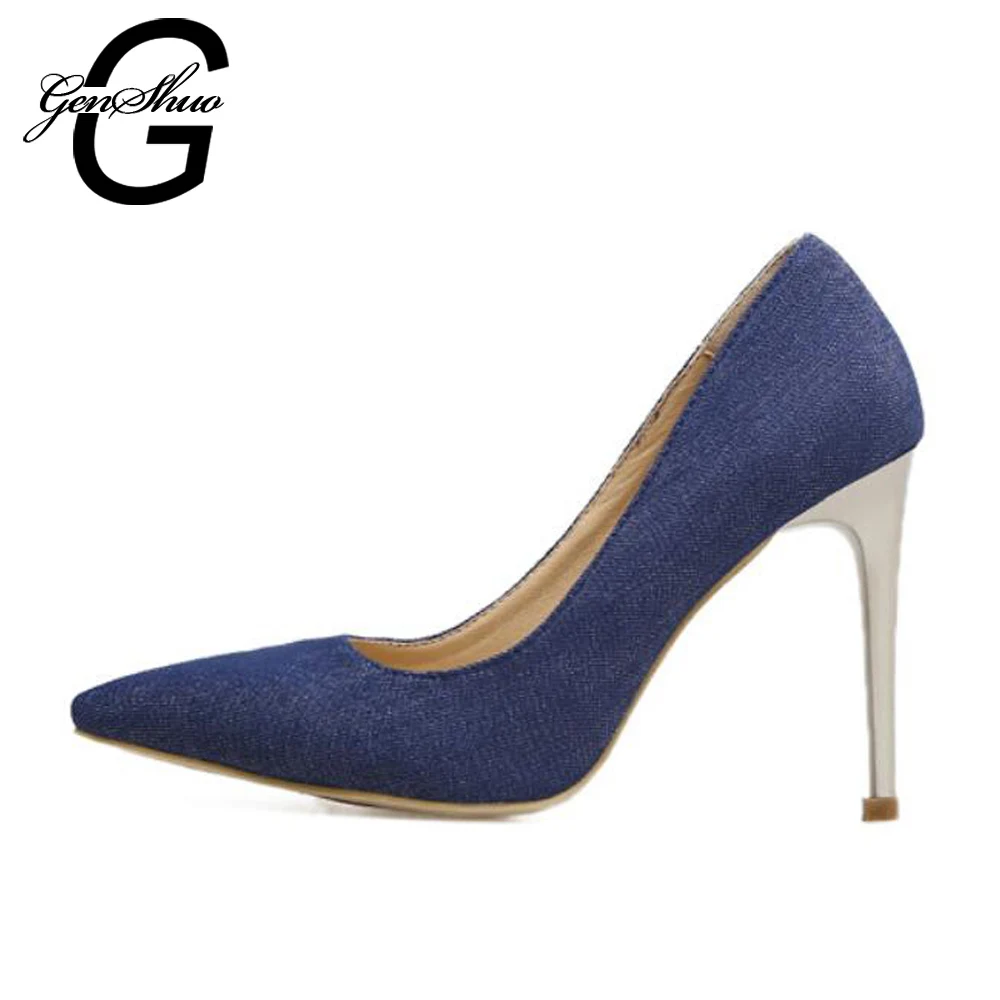 GENSHUO Elegant High Heels Shoes Women Stiletto Prom Heels Women Pumps Pointed Toe Women Shoes Ladies Pumps Party Wedding Shoes fanyuan 10cm super high heels women shoes stylish stiletto woman pumps pointed toe ladies shoes evening party shoes black heels