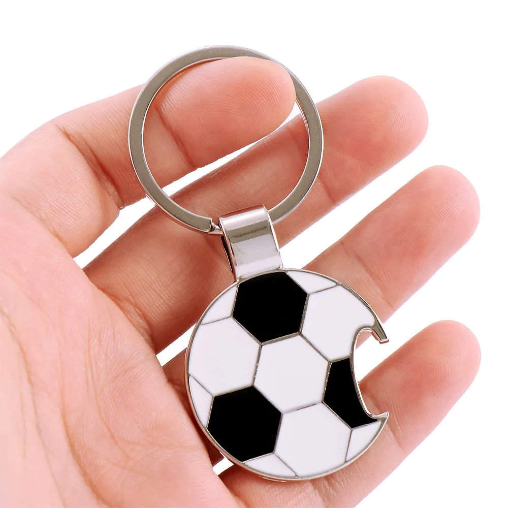 

Soccer Football Bottle Opener Key Holder For Men Drop Oil Metal Pendat Keychain music note Keychain Jewelry Father's Day Gift