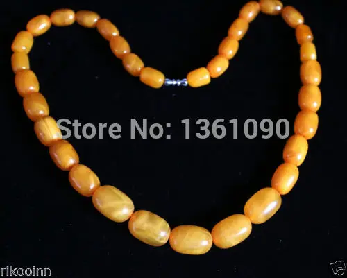 

00494 OLD ANTIQUE BUTTERSCOTCH EGG YOLK BALTIC OVAL NECKLACE