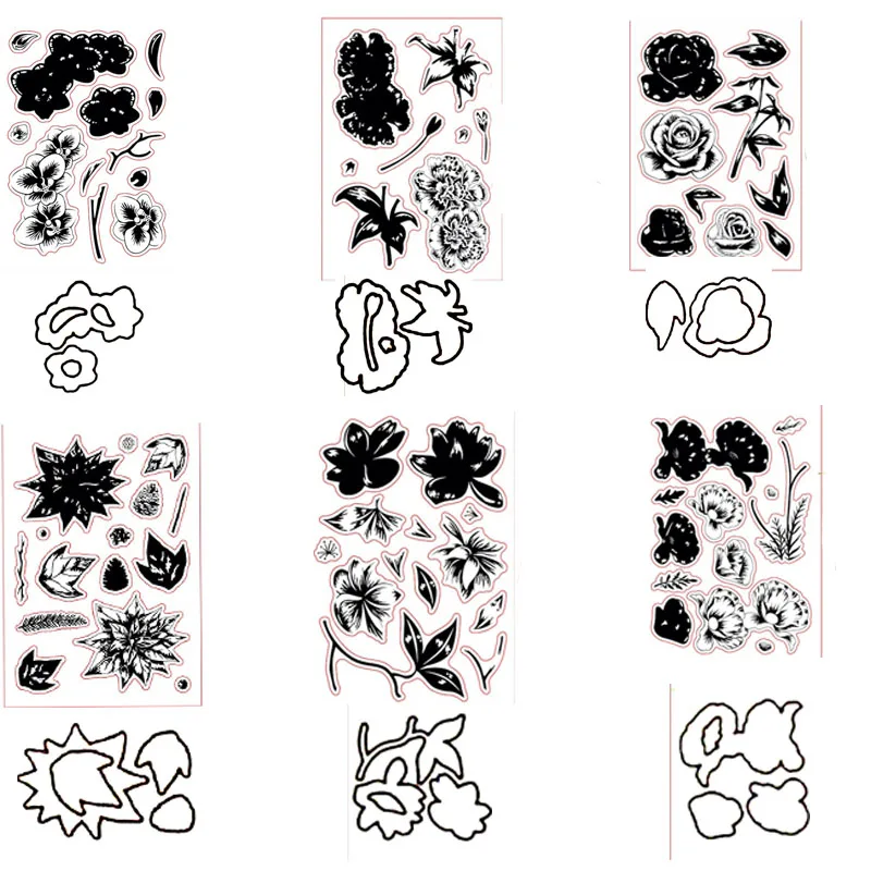 Шаг слоев цветы прозрачный штамп/совпадающие металлические режущие штампы трафареты для DIY скрапбукинга декоративное тиснение изготовление карт