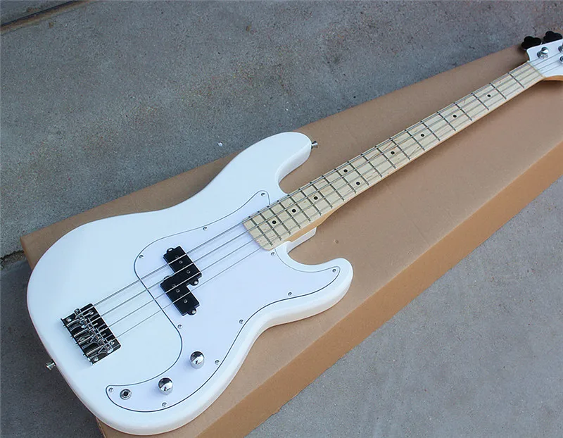 Wholesale Custom White 4 Strings Electric Bass Guitar with White