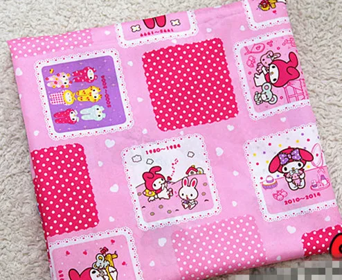

100*230cm rabbit Cartoon My Melody Polyester Fabric For Sewing Fat Quarter Quilting Patchwork Kids Bedding skirt Patchwork