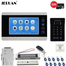 JERUAN 7 Inch Video Doorbell Door phone Voice/Video Recording Intercom System kit With Waterproof Password RFID Access Camera 8G