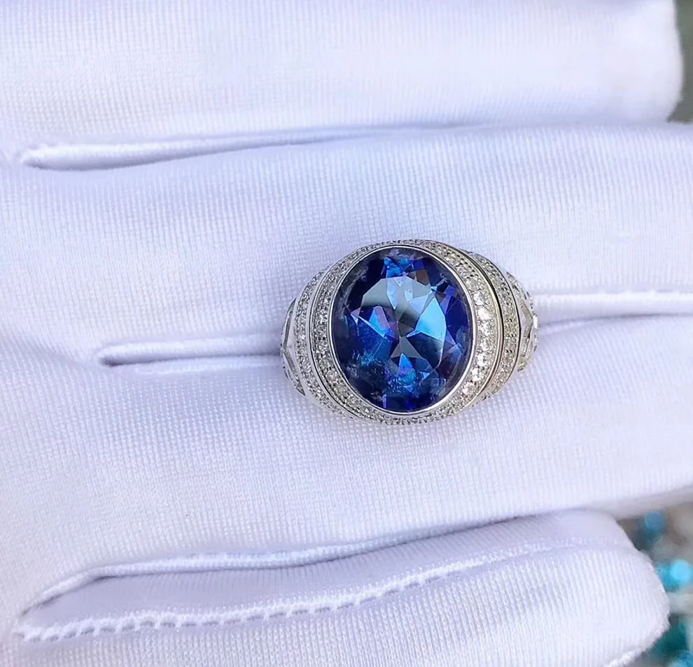 Настоящее и натуральное кольцо с топазом, мужское кольцо,, серебро 925 пробы, 10*12 мм, драгоценный камень для мужчин, хорошее ювелирное изделие ручной работы