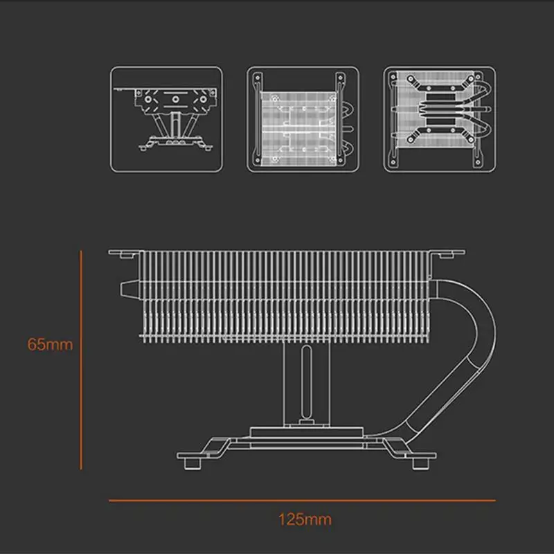 Процессор ПК корпус HTPC герметизация-вниз алюминиевый 3 тепловые трубки радиатора радиатор для охлаждения вентилятора аксессуары