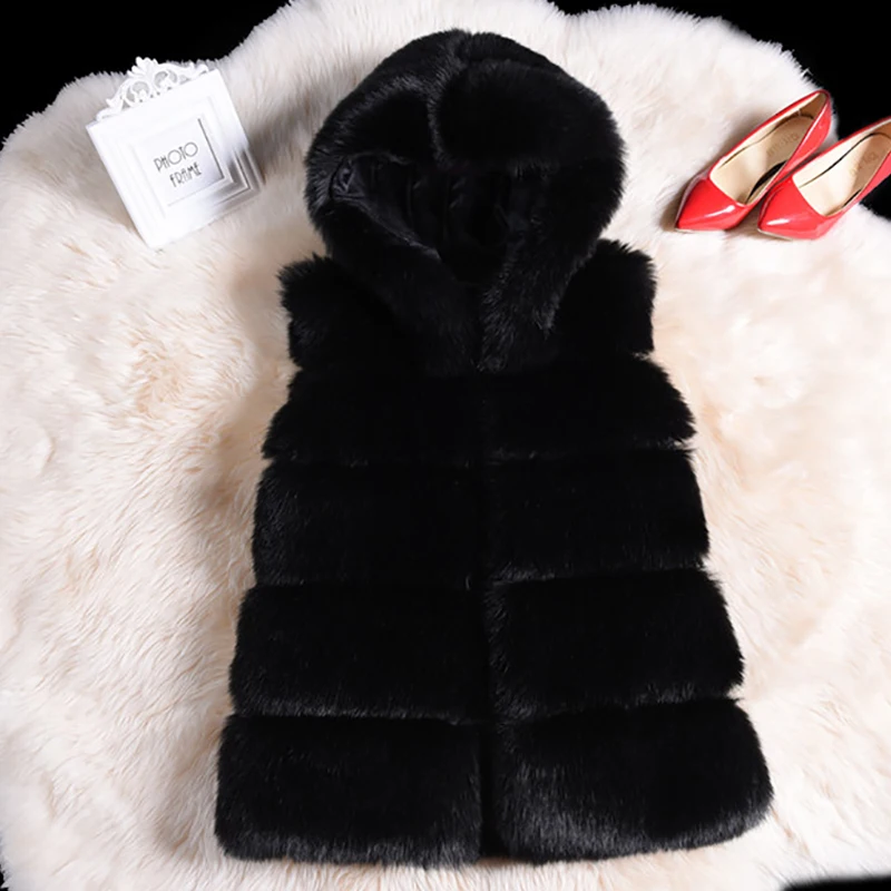 2018 Faux Fur Coat Winter Women Casual Hoodies Warm Slim Sleeveless Faux Fox Fur Vest Winter Jacket Coat Women Casaco Feminino