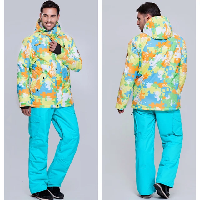 Cheap Gsou snow Free shipping 2016 new ski suit set Men skiing outdoor snowboard skiing set waterproof and windproof thermal clothing