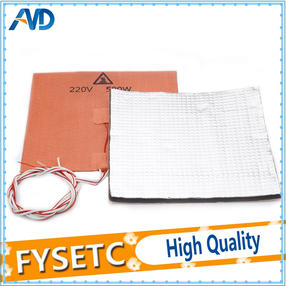 220V 500W Silicone Heater Pad Mat 200X200mm + Foil Self adhesive Heat