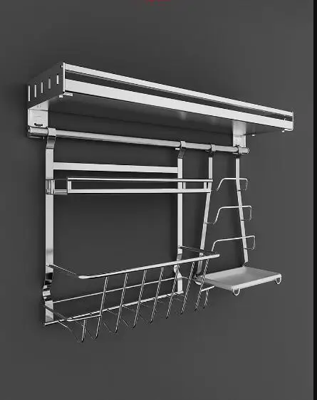 304 кухонный стеллаж из нержавеющей стали, настенный стеллаж для приправ, стеллаж для хранения, крюк, держатель для ножей, принадлежности