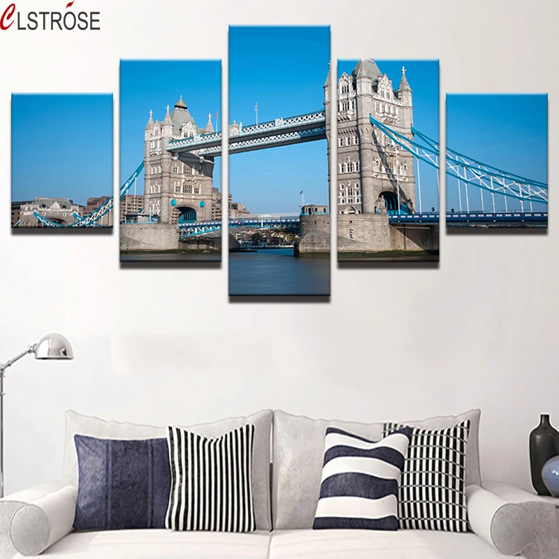 Painting-Canvas-Modular-Decoration-Home-Decor-5-Panel-Building-The-Golden-Gate-Bridge-Frame-Modern-Wall (2)