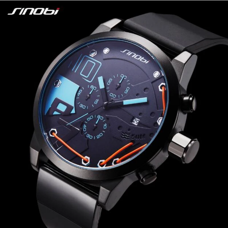 SINOBI Luxury Brand Chronograph Sport Watches Military Watch Men Wrist Watch Men's Watch Clock relogio masculino reloj hombre