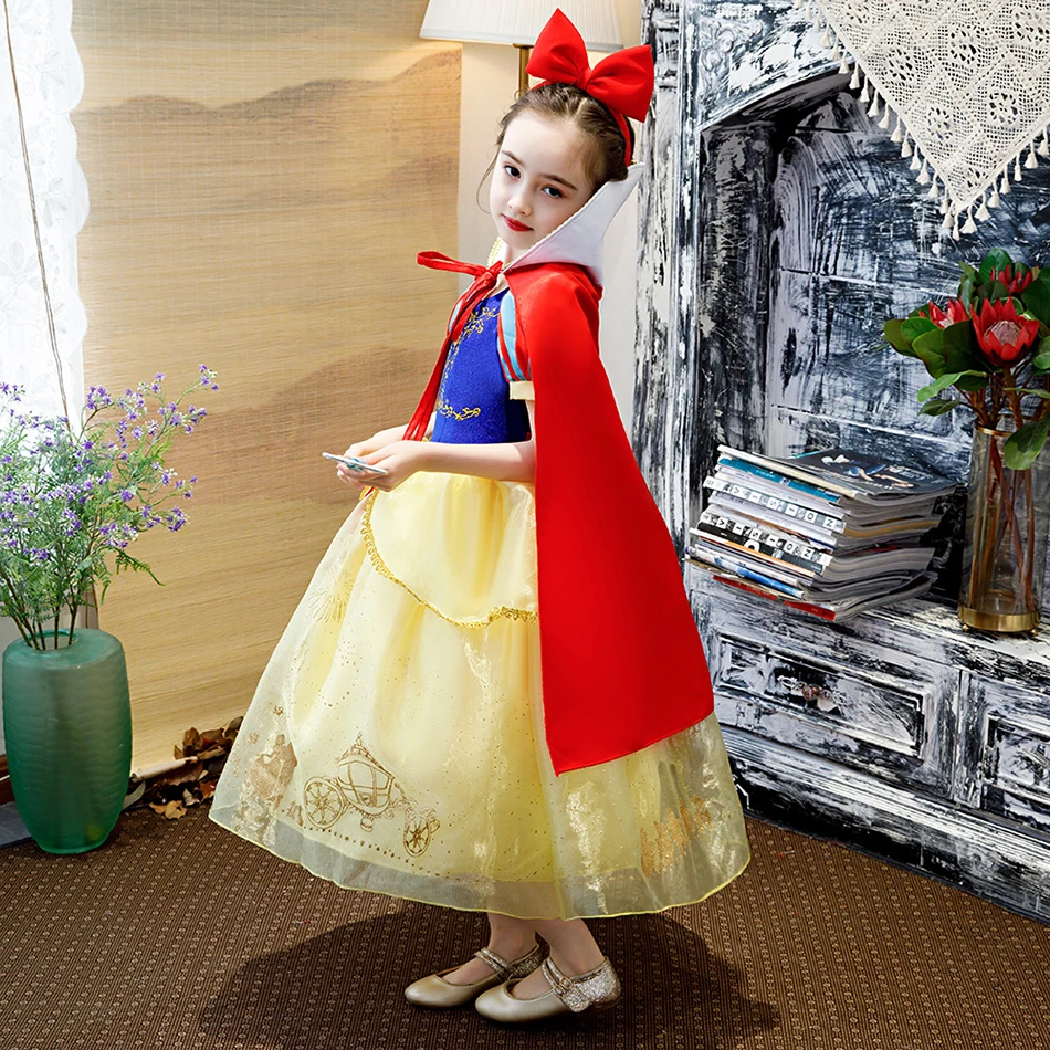 Нарядный сказочный костюм Белоснежки для девочек, платье Детские вечерние бальные платья принцессы для костюмированной вечеринки, Детская Карнавальная одежда для ролевых игр