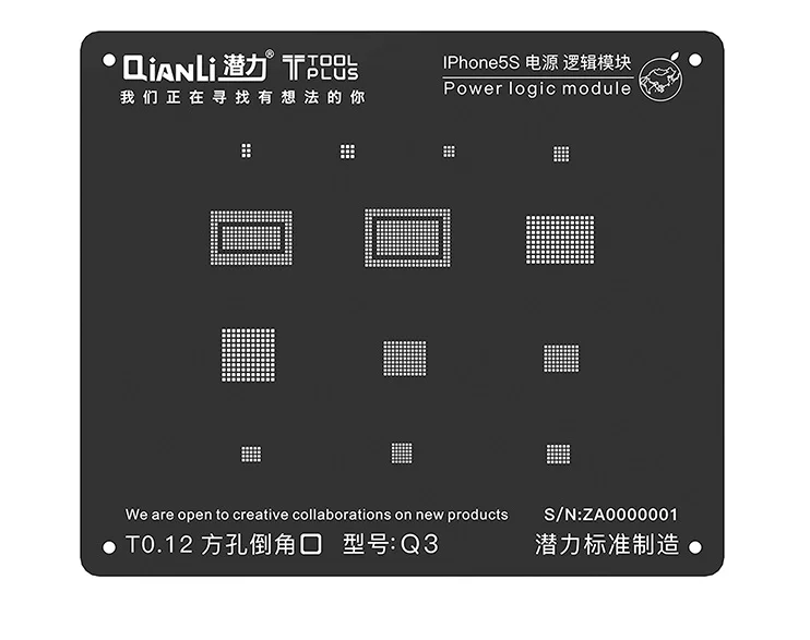 

Square Hole Black Stencil For iPhone 5G-8 Power Logic Module