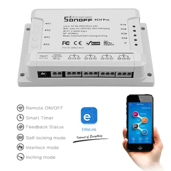 

Sonoff Smart Homekit 433MHZ Mounting Wireless Control Sonoff 4 Channel WIFI Smart Timer Switch Home Light Remote Control