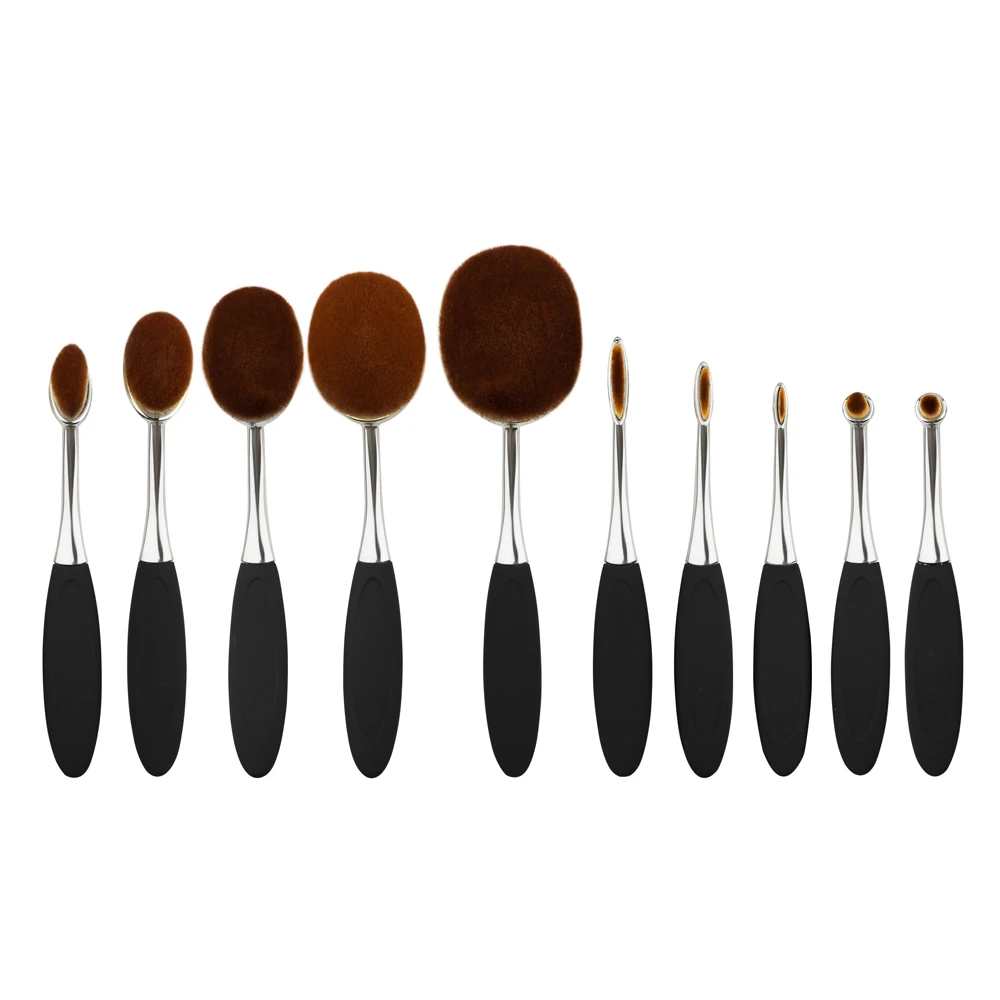 

NEW 10PCS Makeup Toothbrush Brush Eyebrow Powder Oval Cream Foundation Brush Set Makeup Brushes Set Professional WA084 T30