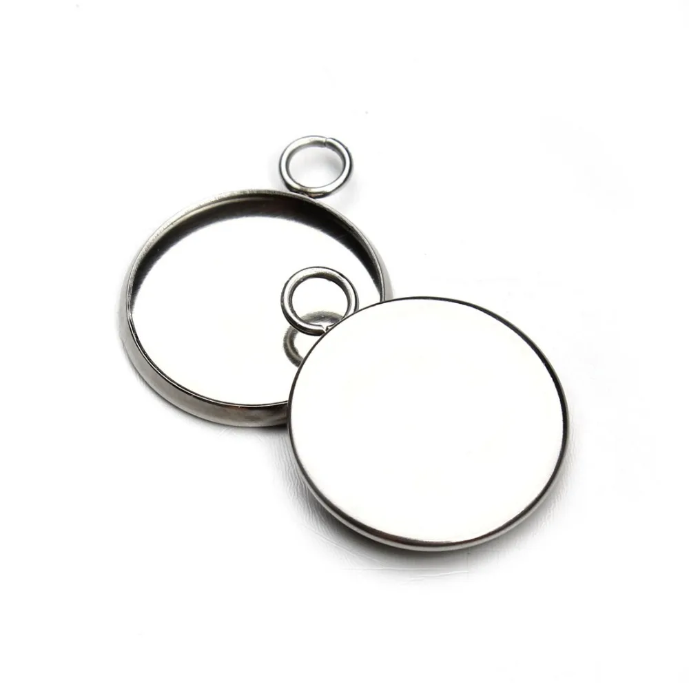 

LOULEUR 20pcs/lot Stainless Steel 10/12/14/16/18/20/mm Cabochon Cameo Base Tray Bezel Blank Fit Cabochon Necklace Jewelry Making