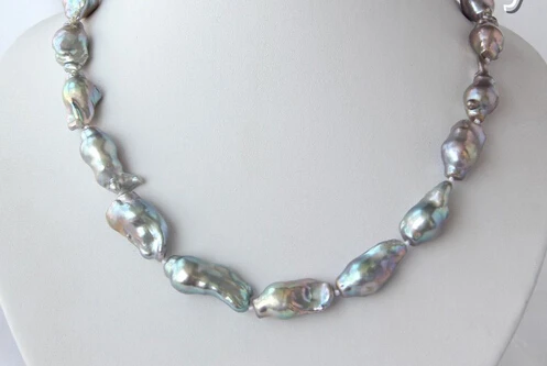 

Jewelr 004202 baroque gray keshi reborn freshwater pearl necklace