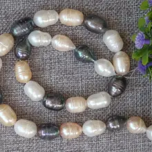 Натуральный 9-10 мм многоцветный рисовый пресноводный жемчуг россыпью бусины 15''