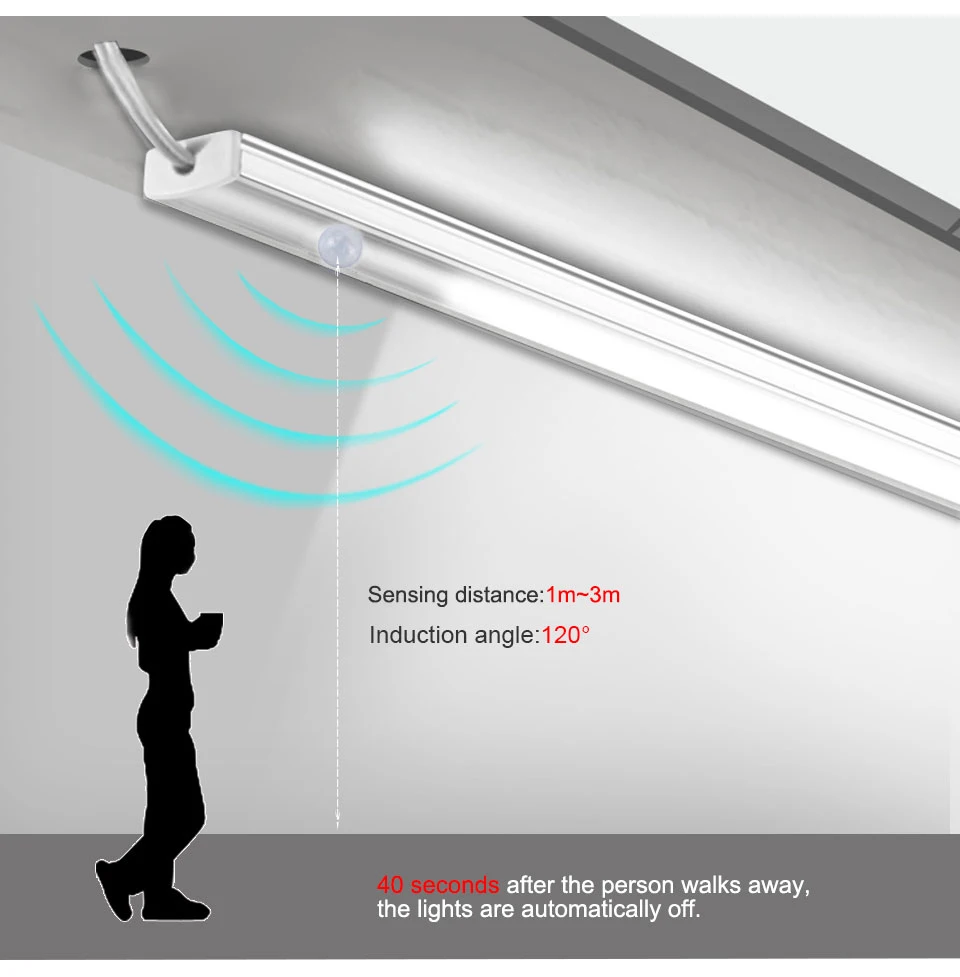 30/40/50 см движения Сенсор светодиодный бар светильник 12V инфракрасный индукционный жесткая лента DIY кровать шкаф Кухня лестницы кабинет Светильник