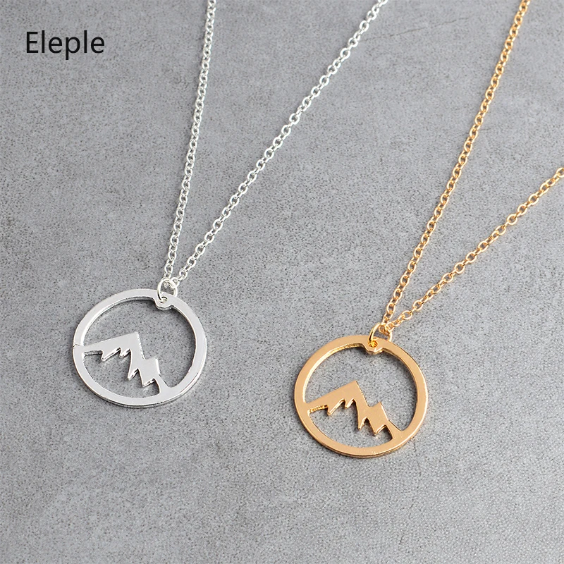 

Eleple Stainless Steel Three Color Geometric Peak Necklaces for Women Hollowed Mountain Valley Clavicle Chain Jewelry S-N573