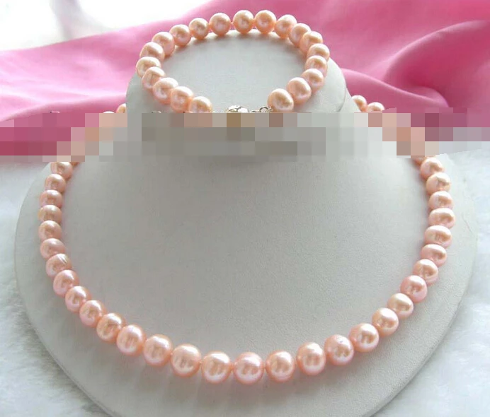 

Fast shipping + 12569 Genuine Natural Pink Pearl Necklace Bracelet Set hot