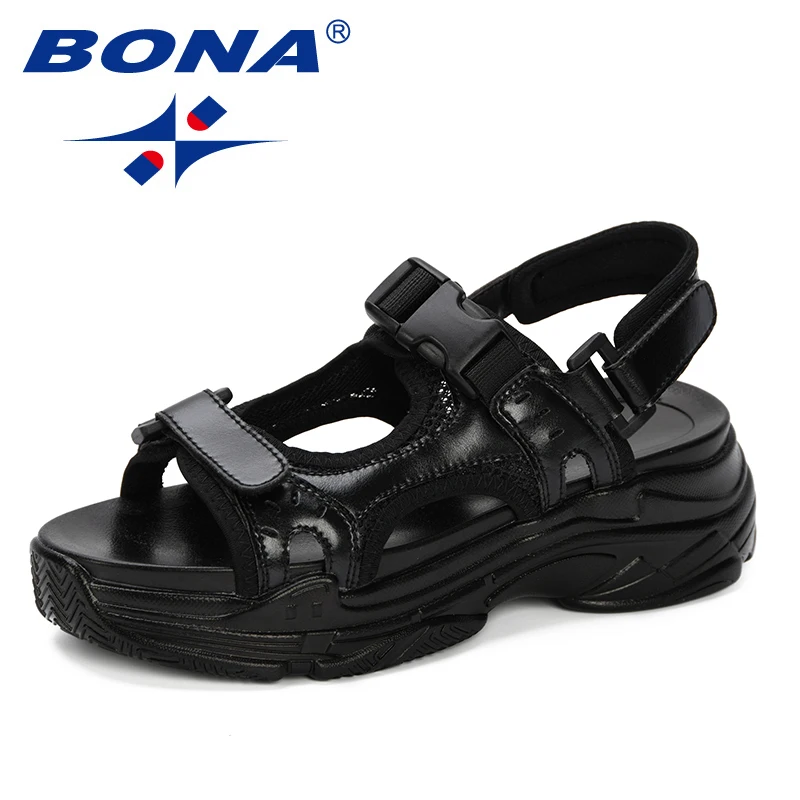 

BONA 2019 New Popular Style Platform Sandals Women Wedge High Heels Shoes Women Summer Zapatos Mujer Slippers Woman Sandal Soft