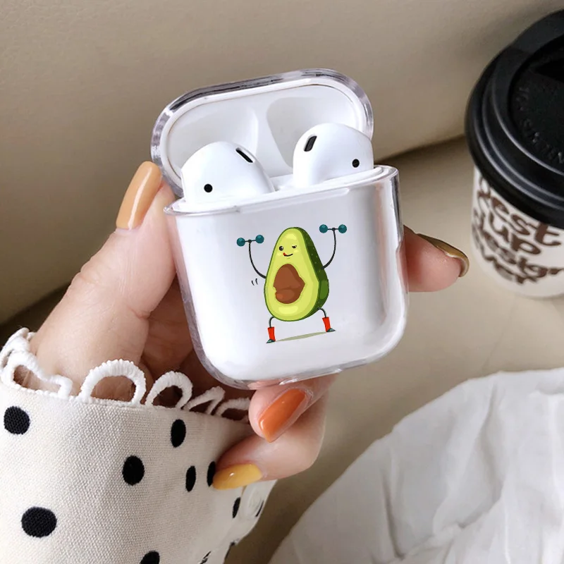 Милый чехол для Apple airpods мультяшный Забавный с авокадо Bluetooth наушников Airpods 1 2