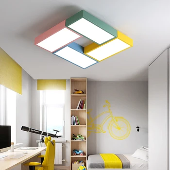 

DX Modern Led Ceiling Lights Creative Color Luminaire Children Kids Room Remote Control Lamp Toy Brick Fixture Dimmable Lustre