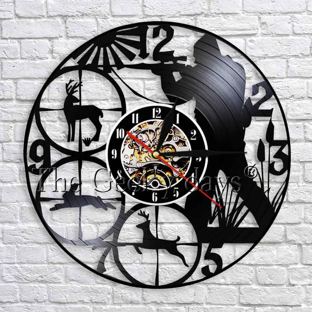 Охотничья утка Klok 3D часы Современный дизайн Виниловая пластинка настенные часы охотники винтажный Декор стены Искусство Montre Фреска Pour Salon