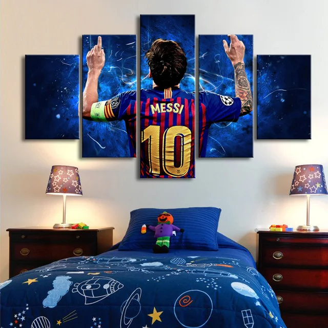Barcelona 10 Messi Posters Famous Football Stars 5 Pieces Canvas