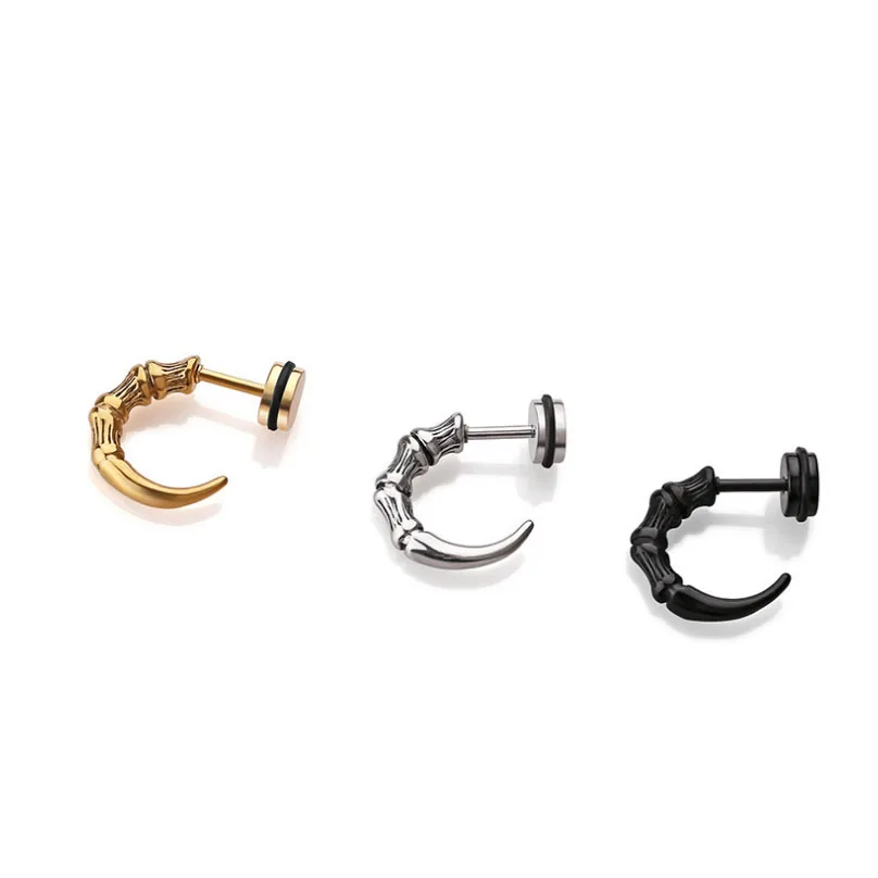 

Join.Y Anti-allergy Earrings For Men Titanium Steel Stainless Steel Eagle Claw Earrings Rock Hip Hop Punk Ear Nails Devil