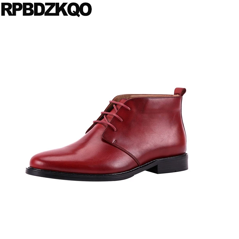 

designer lace up business red shoes dress autumn oxford handmade men full grain leather boots short genuine 2018 formal ankle