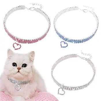 

Necklace For Small Dog Girl Wakeu Rhinestone Bling Collars With Bone Pendant Cat Collar